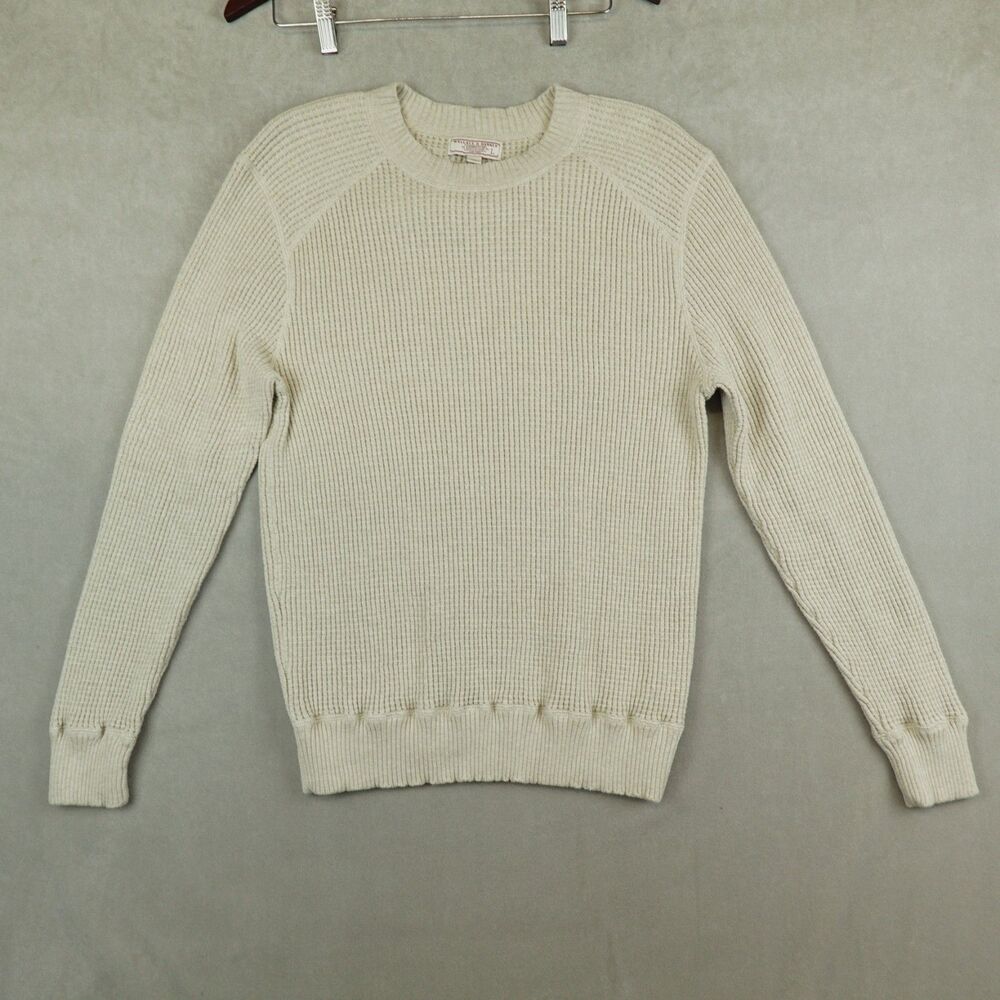 Wallace & Barnes Sweater Men Large Beige Pullover Waffle Knit Long Sleeves